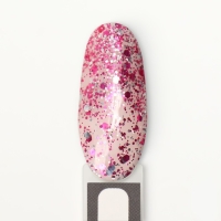 Гель лак для ногтей, &laquo;GLITTER FLASH&raquo;, 3-х фазный, 8мл, LED/UV, цвет прозрачный/малиновый (09)