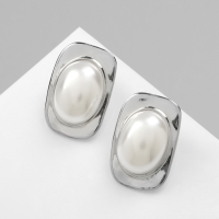 Серьги с жемчугом &laquo;Атмосфера&raquo; прямоугольник, цвет белый в серебре