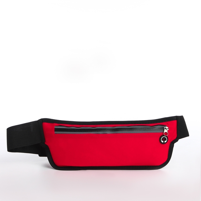 Сумка поясная на молнии, светоотражающие элементы, цвет красный
