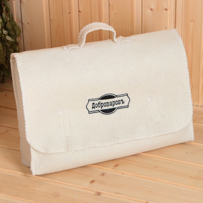 Набор банный "Мужской" портфель 5 предметов, белый, с вышивкой