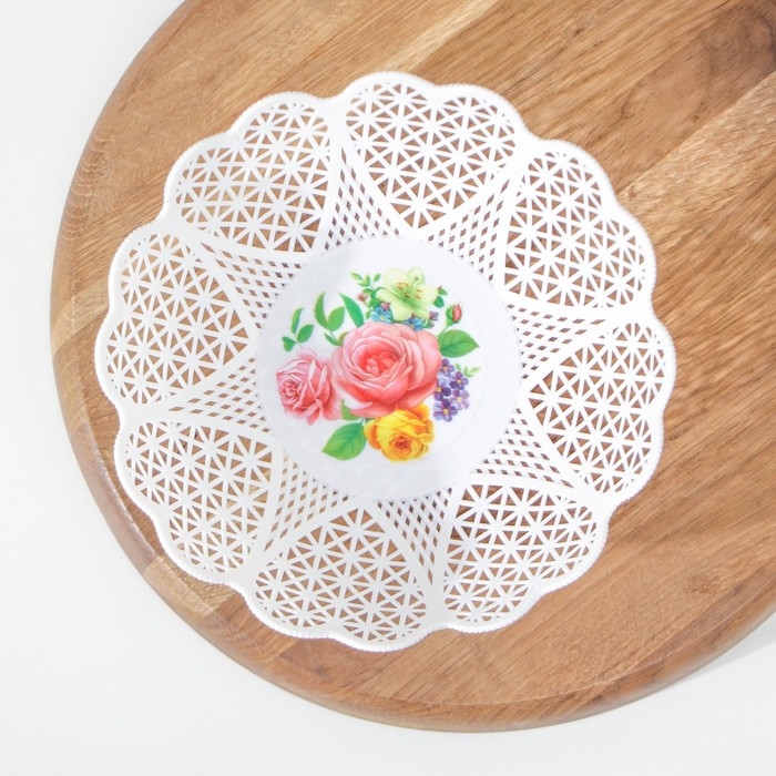 Ваза для хлеба и фруктов &laquo;Кубань. Сердце&raquo;, 18&times;4.5 см, белый, рисунок МИКС