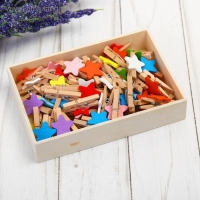 Набор прищепок в деревянной коробке &laquo;Звёздочки&raquo;, набор 50 шт.