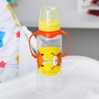 Бутылочка для кормления &laquo;Лисички: мамы и малыши&raquo;, классическое горло, 250 мл., от 0 мес., цилиндр, с ручками