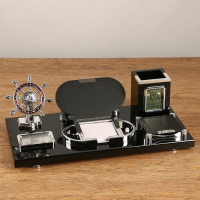 Набор настольный 7в1 с визитницей и часами, черное дерево 511394 Набор настольный 7в1 с визитницей и часами, черное дерево 511394