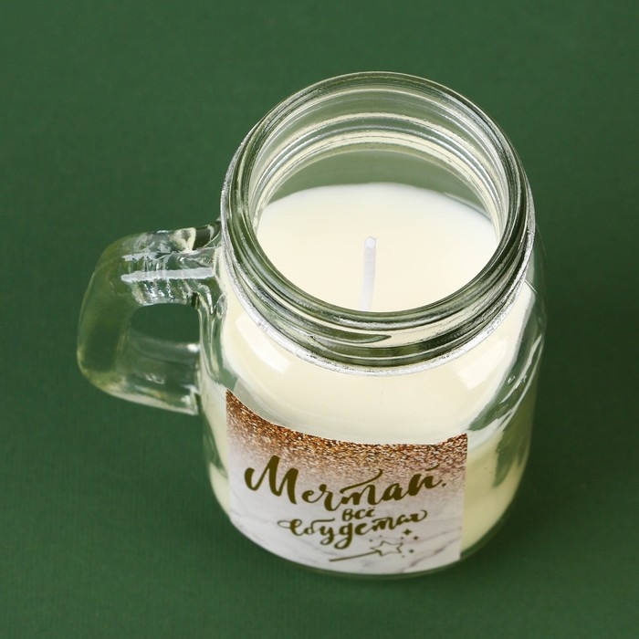 Новогодняя свеча в банке с ручкой &laquo;Мечтай&raquo;, аромат ваниль