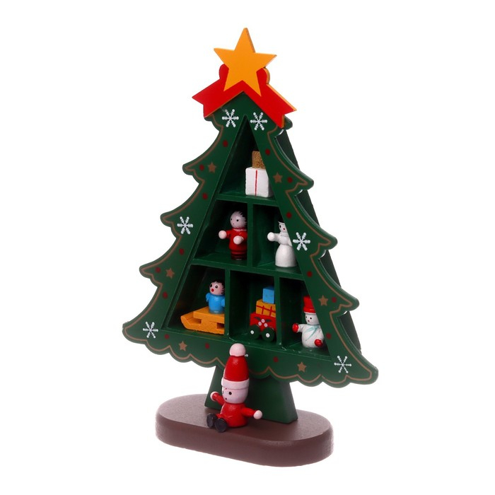 Новогодний сувенир &laquo;Ёлка с ячейками под подарки&raquo;, 14,5 &times; 19,5 см, зелёная