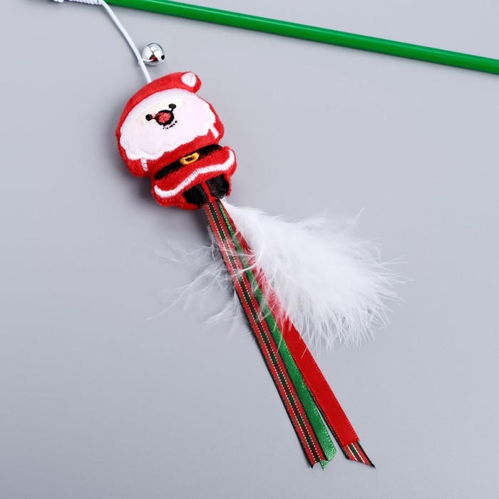 Новый год. Дразнилка-удочка для кошек с бубенчиком Новый год. Дразнилка-удочка для кошек с бубенчиком "Дедушка", 40 см