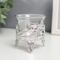 Подсвечник стекло, пластик на 1 свечу "Цветочек" серебро 6,5х6х6 см Подсвечник стекло, пластик на 1 свечу "Цветочек" серебро 6,5х6х6 см