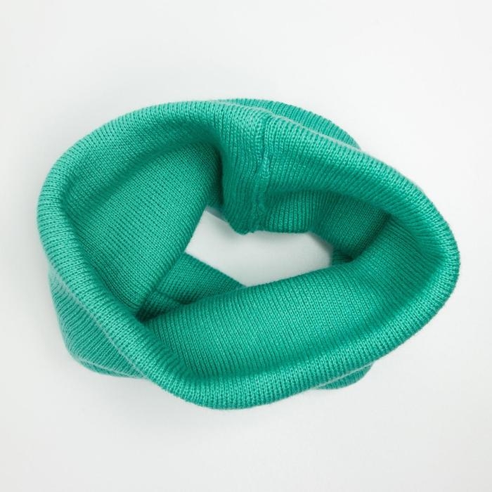 Комплект (шапка,снуд) для девочки, цвет мята/единорог, размер 48-52 Комплект (шапка,снуд) для девочки, цвет мята/единорог, размер 48-52