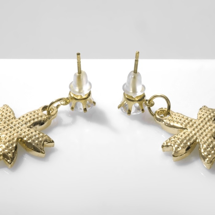 Серьги со стразами «Цветы» литл, цвет белый в золоте Серьги со стразами «Цветы» литл, цвет белый в золоте