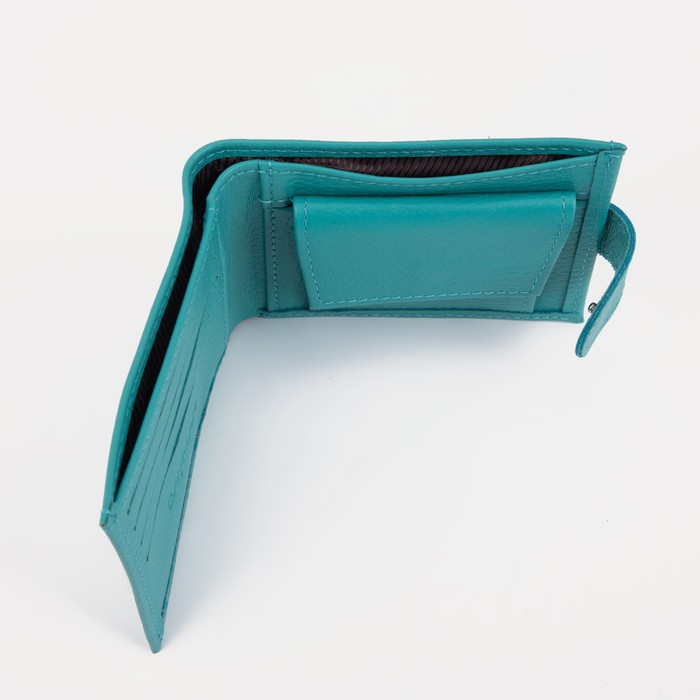 Кошелёк женский на кнопке, цвет бирюзовый Кошелёк женский на кнопке, цвет бирюзовый