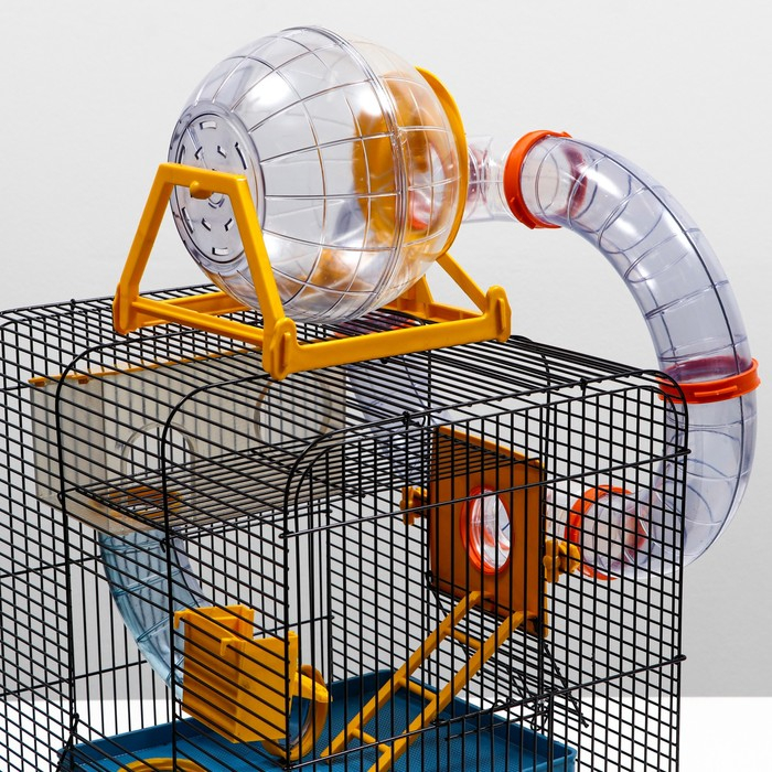 Клетка для грызунов трехярусная с лабиринтом и колесом, 39 x 29 х 64 см, микс цветов Клетка для грызунов трехярусная с лабиринтом и колесом, 39 x 29 х 64 см, микс цветов
