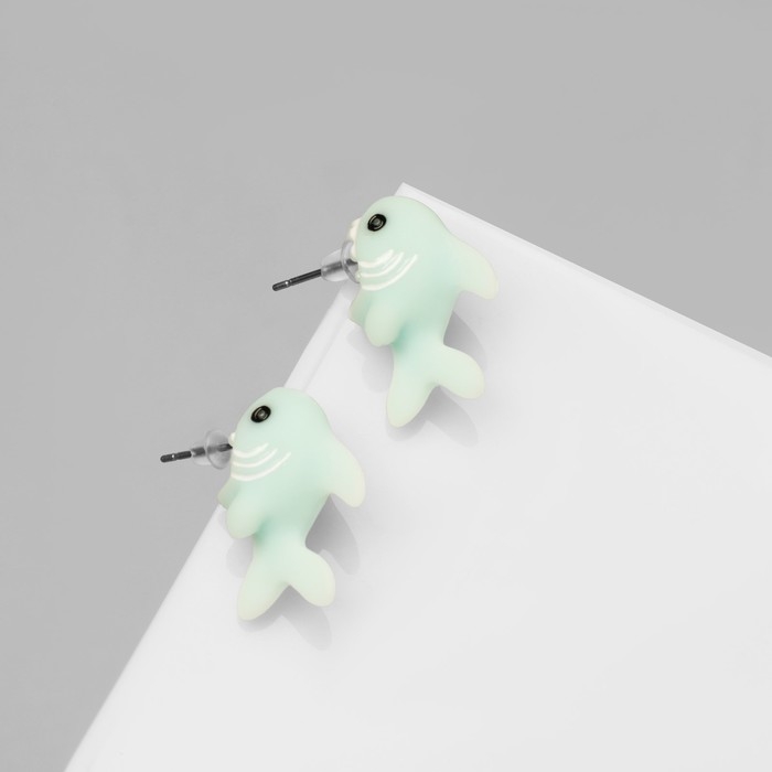 Серьги из полимерной глины &laquo;Акула&raquo;, цвет голубой