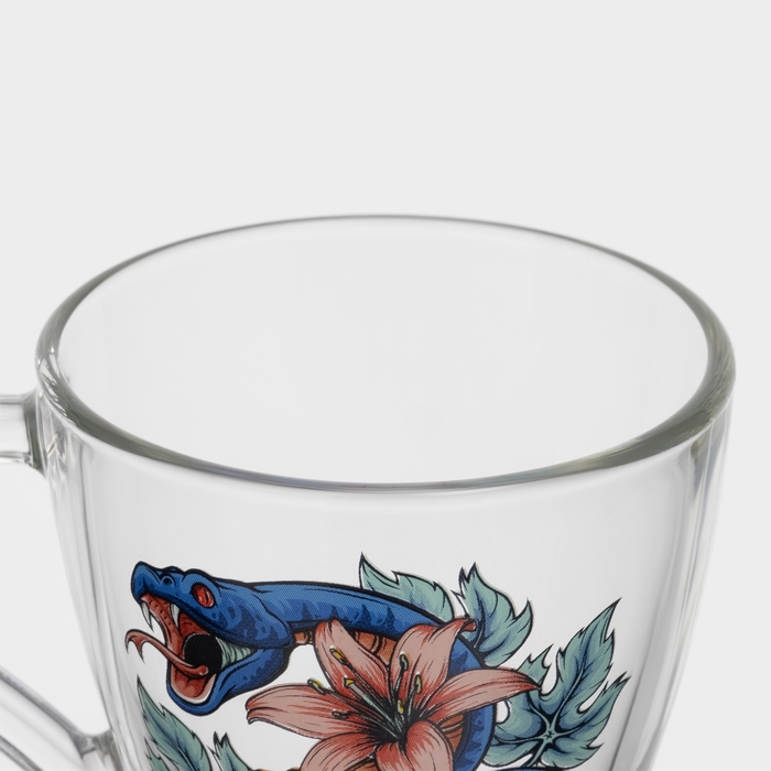 Кружка стеклянная кофейная &laquo;Цветы и змеи&raquo;, 250 мл