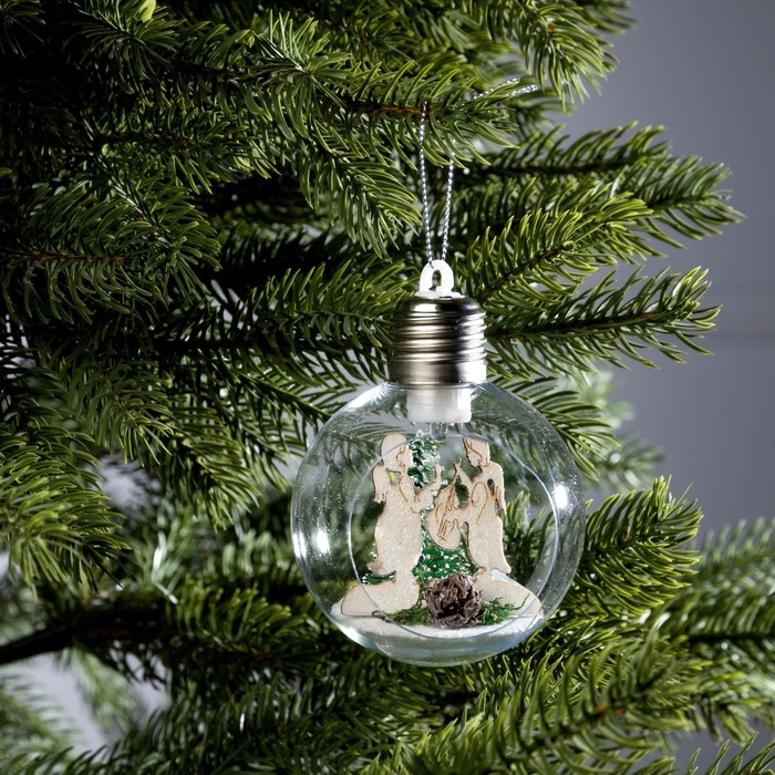 Ёлочный шар &laquo;Ангелочки&raquo;, батарейки, 1 LED, свечение тёплое белое