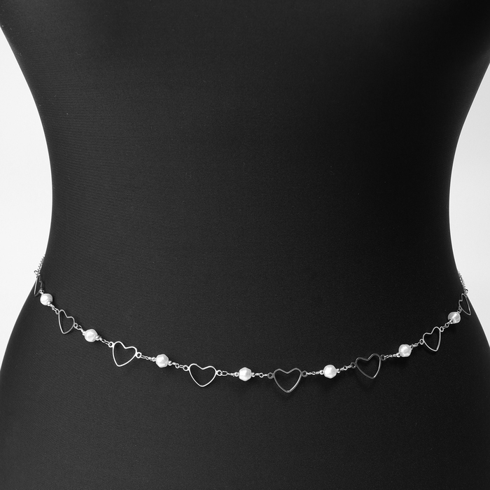 Портупея &laquo;Талия&raquo; жемчужины, цвет белый в серебре, 68 см + 25 см удлинитель