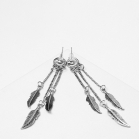 Серьги &laquo;Перья&raquo; бирюза, цвет голубой в серебре