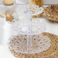 Фруктовница &laquo;Мелодия&raquo;, 3-х ярусная 16 см, 21 см, 27 см, цвет прозрачный