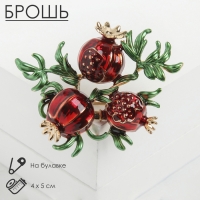 Брошь &laquo;Гранат&raquo;, цвет красно-зелёный в золоте
