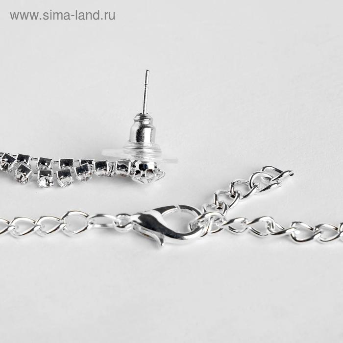 Набор 2 предмета: серьги, колье &laquo;Листопад&raquo; капли, цвет белый в серебре, 45см