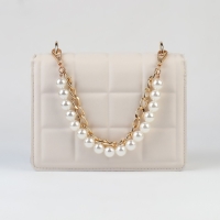 Цепочка для сумки, с жемчугом, d = 14 мм, 2,3 &times; 16 &times; 11,5 мм, 30 см, цвет золотой