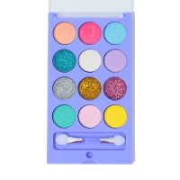 Набор теней детских для век 12 цв, 4 с блёстками, 8 матовые + аппликатор Набор теней детских для век 12 цв, 4 с блёстками, 8 матовые + аппликатор
