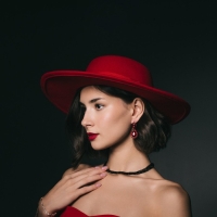 Серьги со стразами &laquo;Вечерние&raquo; дама, цвет бордовый в чёрном металле