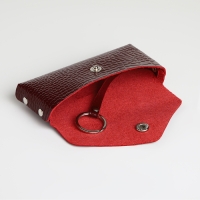 Ключница карманная на кнопке TEXTURA, длина 15 см, кольцо, цвет бордовый