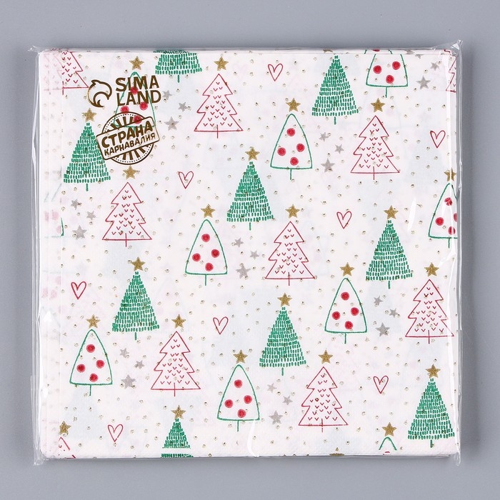 Салфетки бумажные &laquo;Ёлочки&raquo;, набор 20 шт.