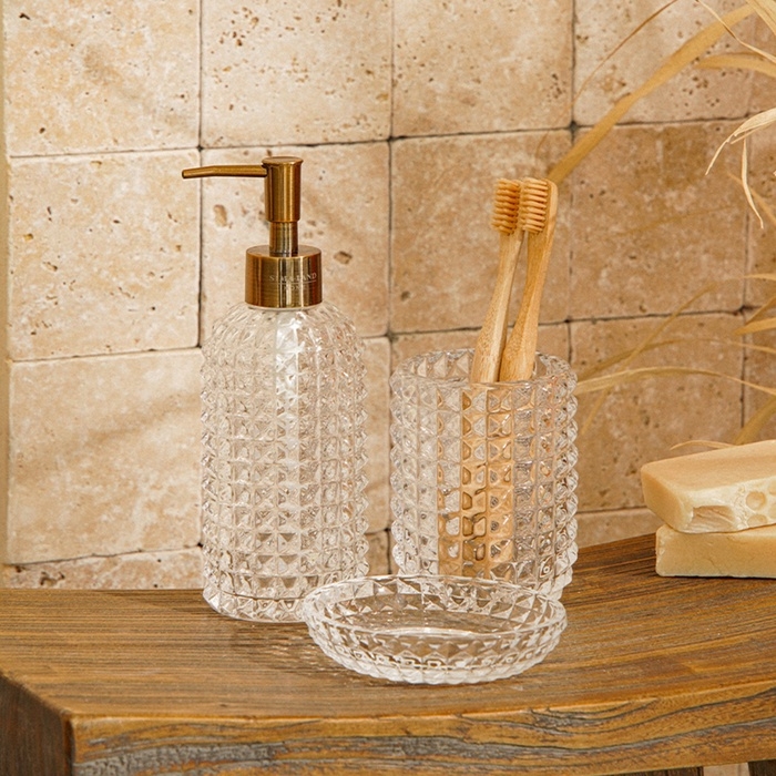 Аксессуары для ванной SL Home, 3 предмета: дозатор, мыльница, стакан