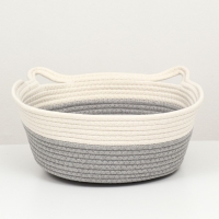 Экологичный лежак для животных (хлобчатобумажный), 40 х 30 х 15 см, вес до 15 кг, бело-серый