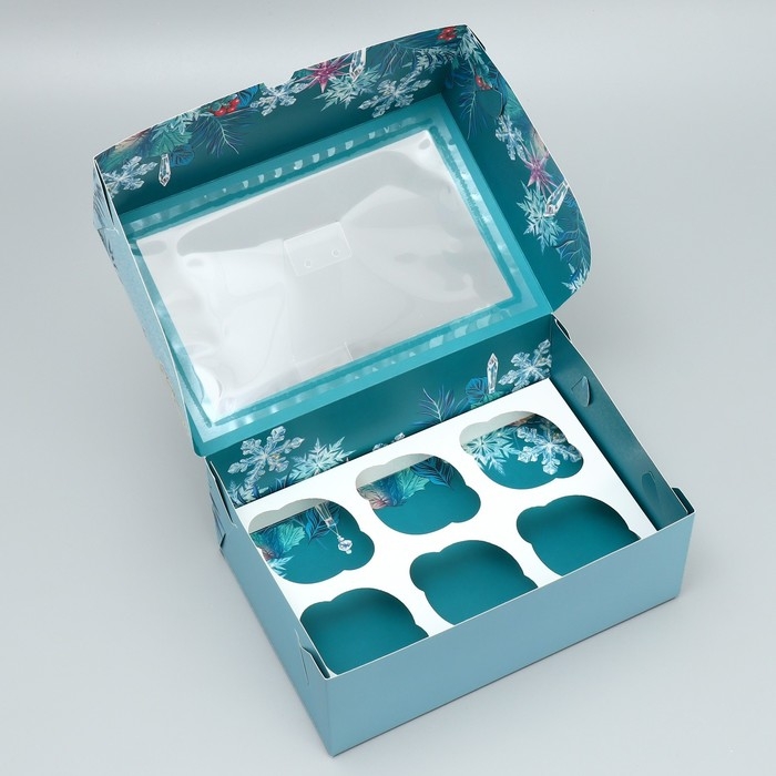 Коробка для капкейков складная с двусторонним нанесением &laquo;Мечты сбудутся&raquo;, 25 х 17 х 10 см, Новый год