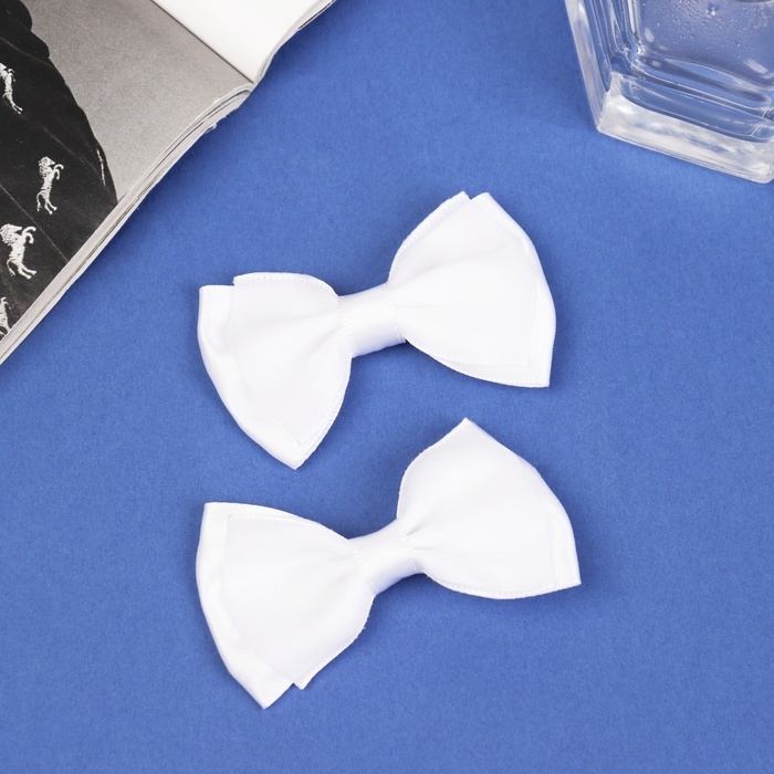 Зажим для волос Зажим для волос "Бантик Вивиан" (набор 2 шт) классик, 7 см, белый