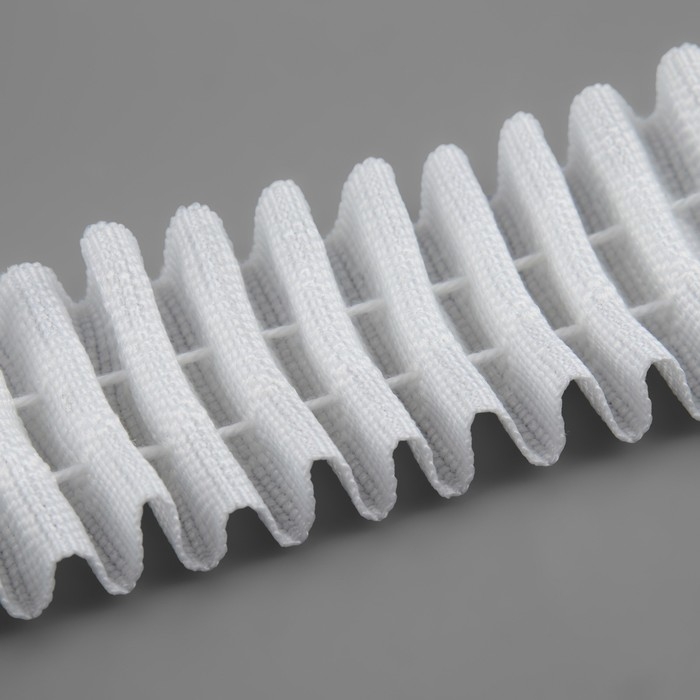 Шторная лента фиксированная сборка, матовая, 3 см, 50 &plusmn; 1 м, цвет белый