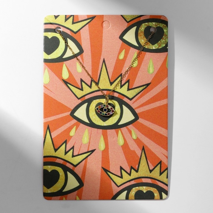 Кулон-оберег &laquo;Мини&raquo; глаз, цветной в золоте, 38 см