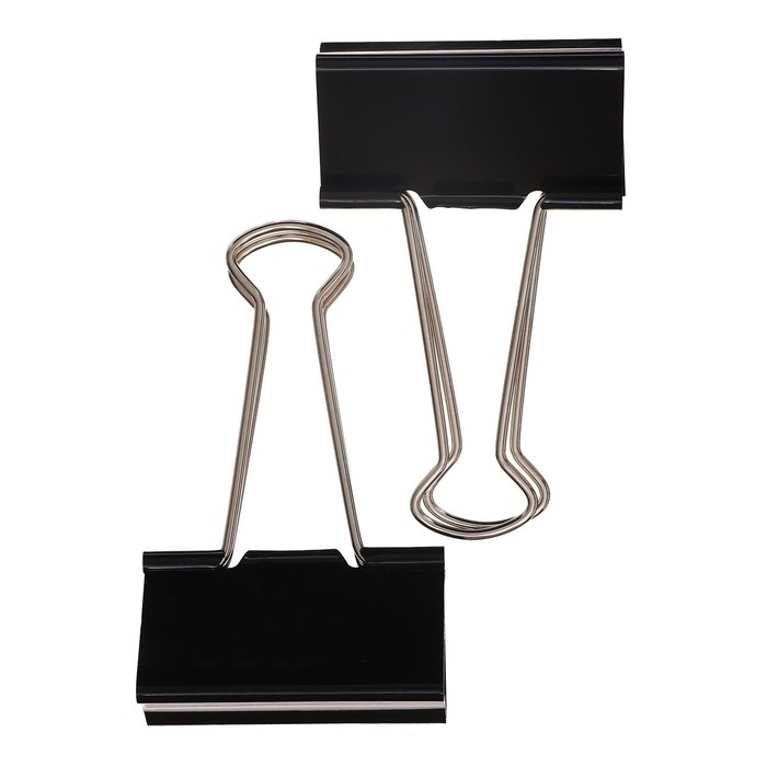 Набор зажимов для бумаг 51 мм, 12 штук, в упаковке, чёрные