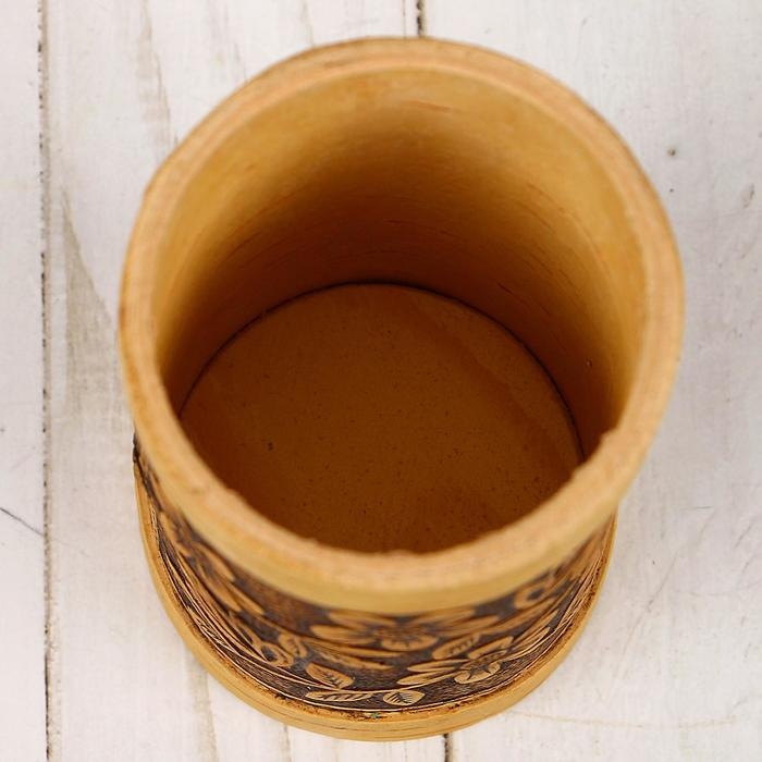 Туес &laquo;Цветы&raquo;, высокий, 6&times;6&times;12 см, береста