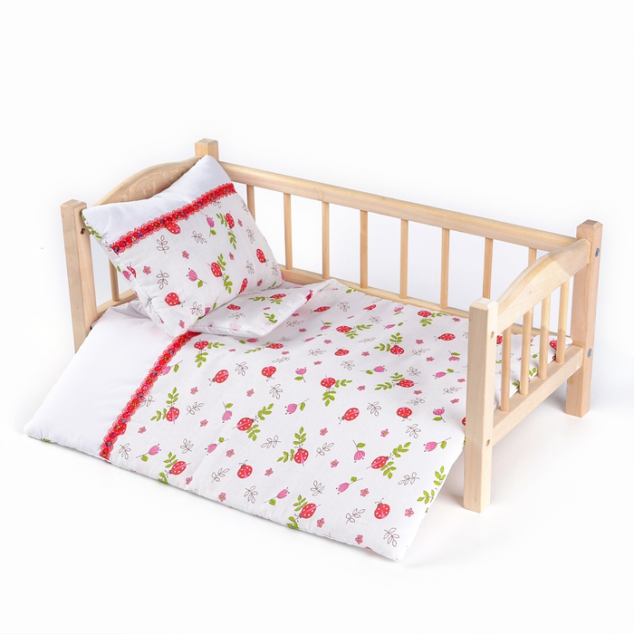 Кукольное постельное &laquo;Божьи коровки &laquo;: простынь, одеяло 46 &times; 36 см, подушка 23 &times; 17 см