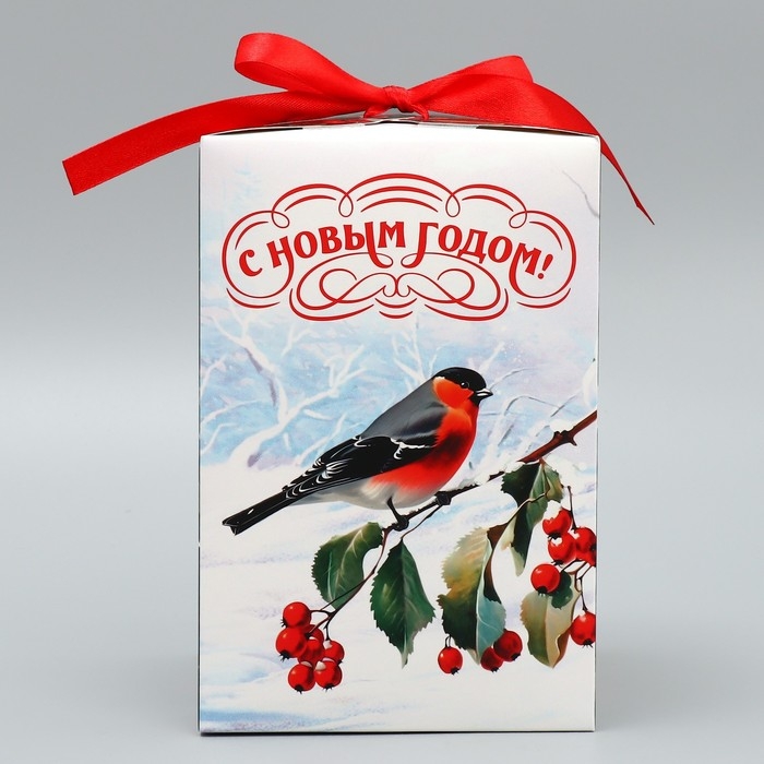 Коробка подарочная новогодняя складная «С Новым годом!», снегирь, 12 х 18 х 12 см, Новый год Коробка подарочная новогодняя складная «С Новым годом!», снегирь, 12 х 18 х 12 см, Новый год