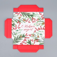 Коробка подарочная новогодняя складная &laquo;Новогодние веточки &raquo;, 12 х 12 х 6.5 см, Новый год