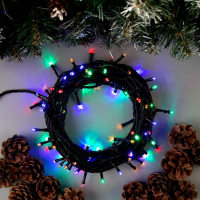 Гирлянда &laquo;Нить&raquo; 10 м, IP44, тёмная нить, 100 LED, свечение мульти, 8 режимов, 220 В