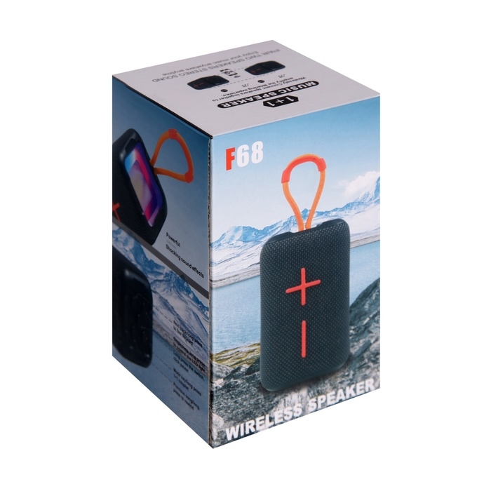 Портативная колонка F68, 5 Вт, 600 мАч, подсветка. micro SD, серая Портативная колонка F68, 5 Вт, 600 мАч, подсветка. micro SD, серая