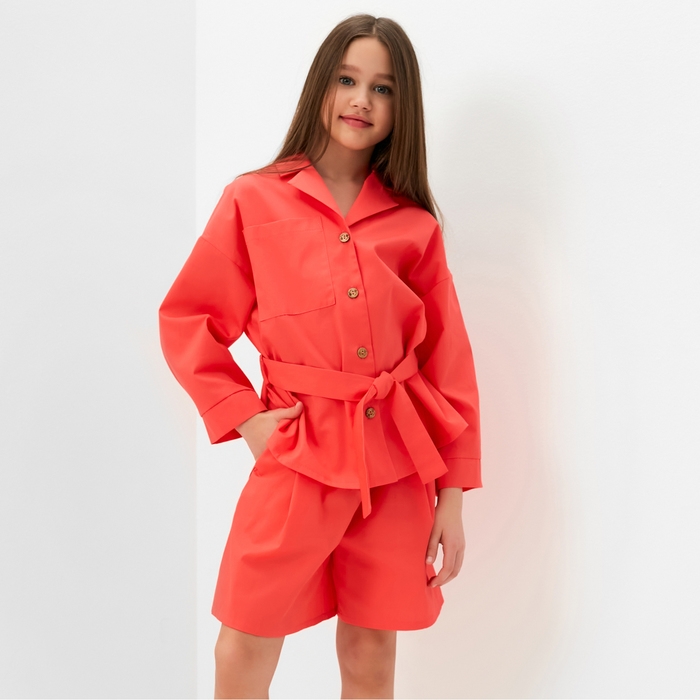 Костюм для девочки (Рубашка и шорты) MINAKU, цвет красный, рост 128 см Костюм для девочки (Рубашка и шорты) MINAKU, цвет красный, рост 128 см