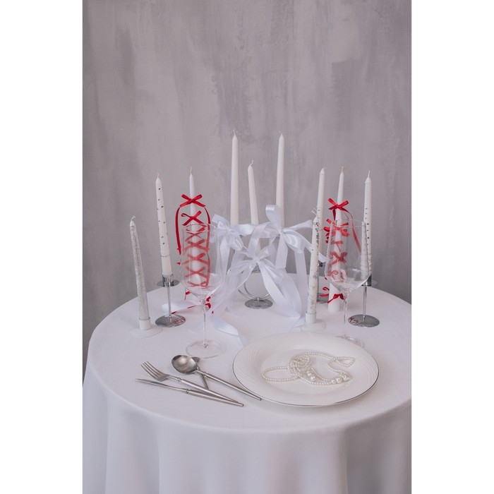 Свеча античная, 2,3х 25  см, лакированная  , белый металлик