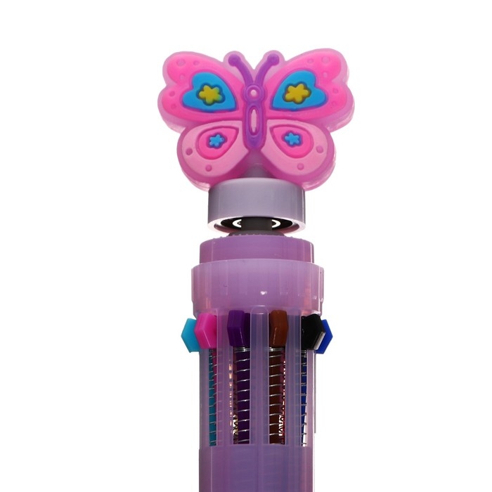 Ручка шариковая автоматическая 10-ти цветная, "Бабочка-спиннер", МИКС