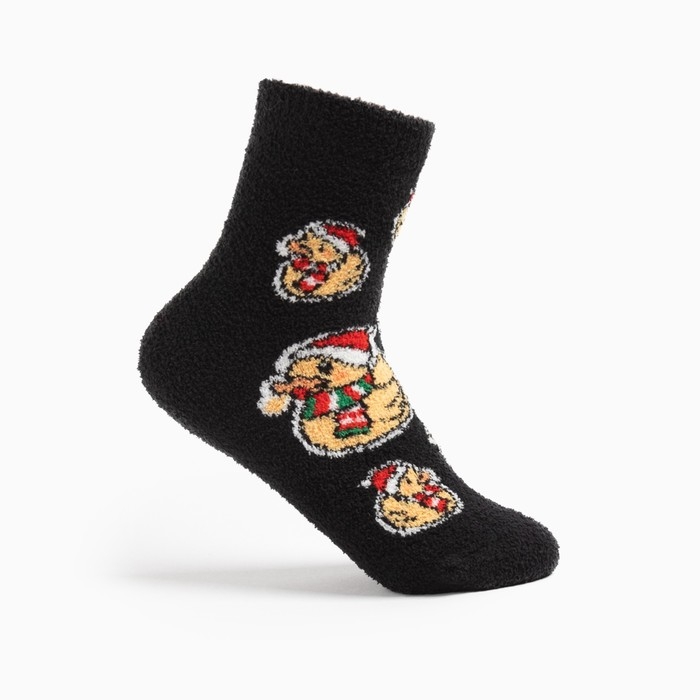 Носки махровые новогодние женские &laquo;Утки в шапках&raquo;, цвет чёрный, размер 36-40
