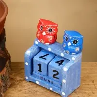 Календарь настольный &laquo;Пара совят&raquo;, 8&times;4&times;9.5 см, дерево, синий, красный