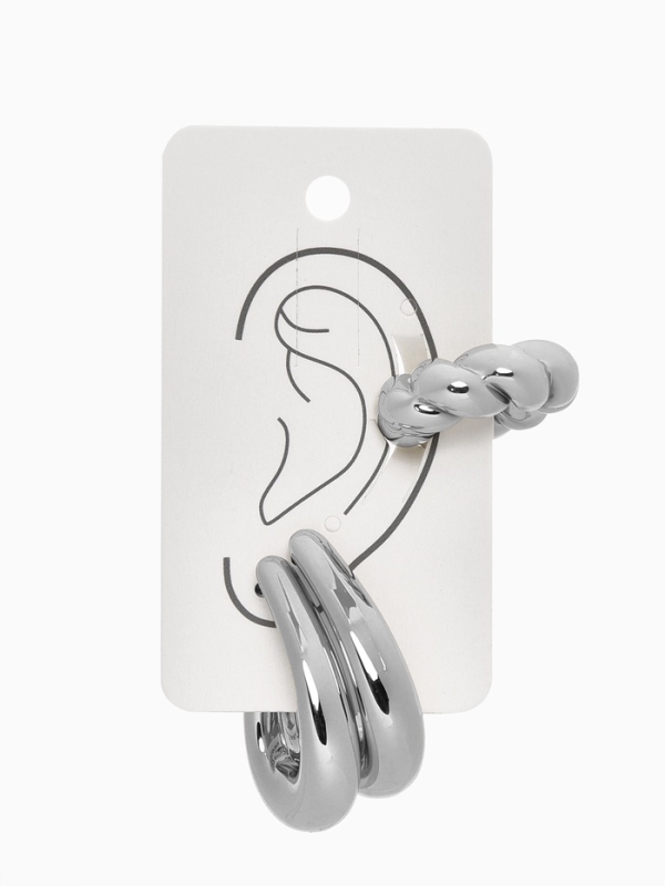 Набор серьги и каффы 3 шт &laquo;Косичка&raquo; капли, цвет золото