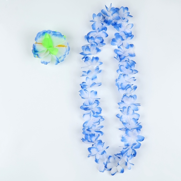 Гавайский набор зажим с голубым цветком, венок Гавайский набор зажим с голубым цветком, венок