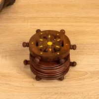 Подставка под горячее "Штурвал" (набор 6 шт), 12х11,5х6,8 см,  дерево шишам